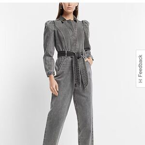 Express Grey washed Denim Jumpsuit Size 4 NWT